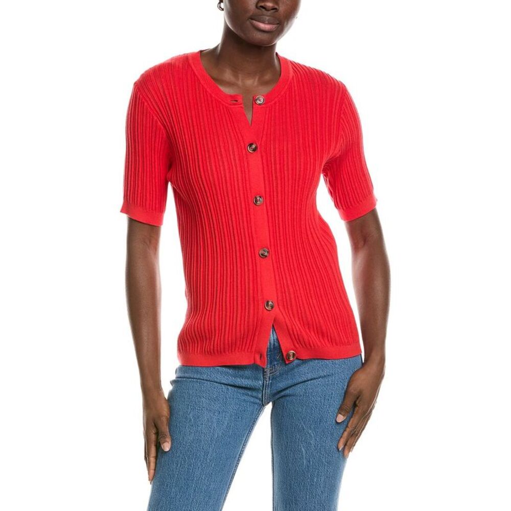 Jones New York Womens  Pointelle Cardigan, Red